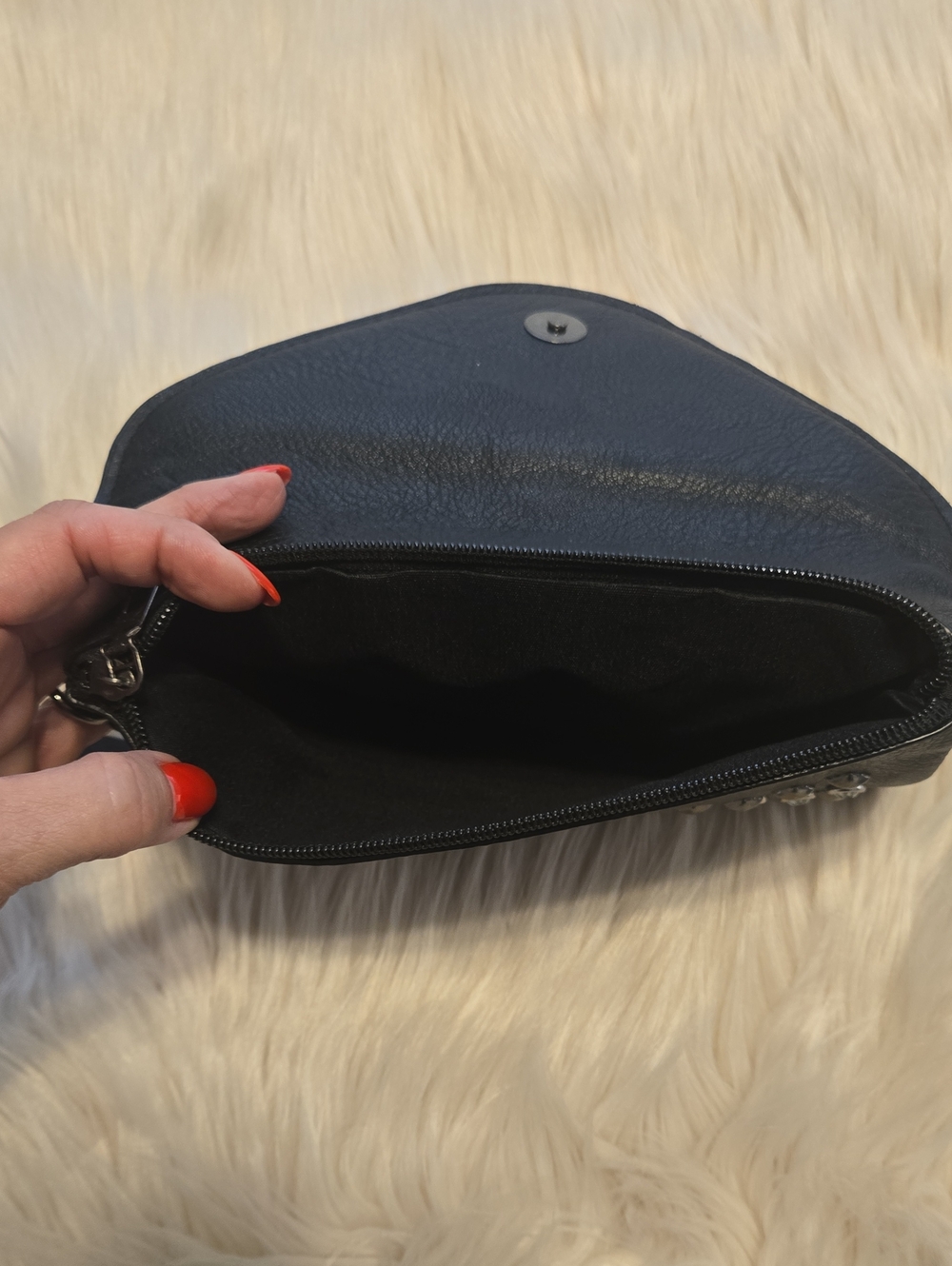 Black Studded Vegan Leather Clutch with Tassel - NEW - Picture 6 of 9